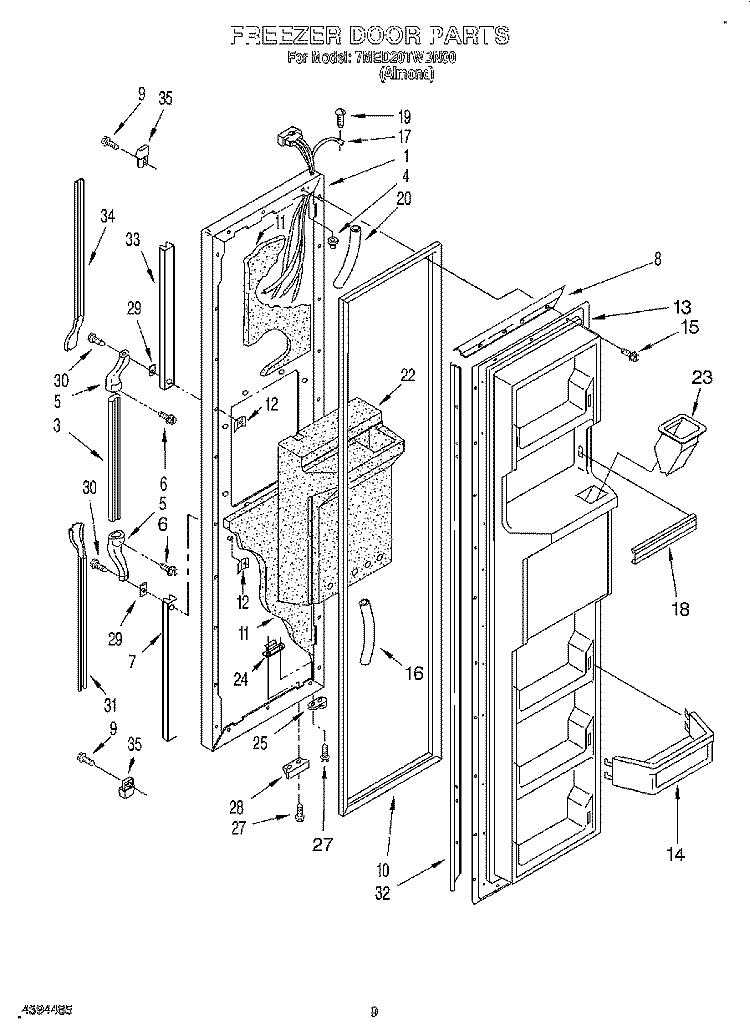 FREEZER DOOR Diagram and Parts List for 7MED20TWDN00  Whirlpool Refrigerator