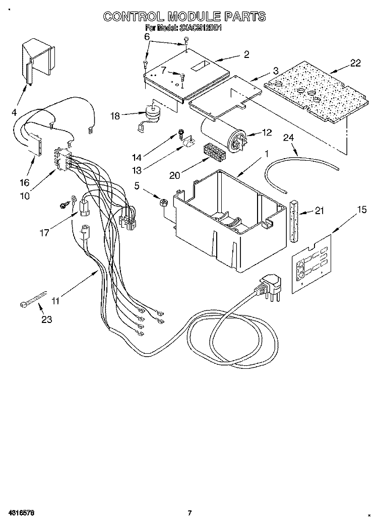 CONTROL MODULE Diagram and Parts List for 3XACM12DD1  Whirlpool Air Conditioner
