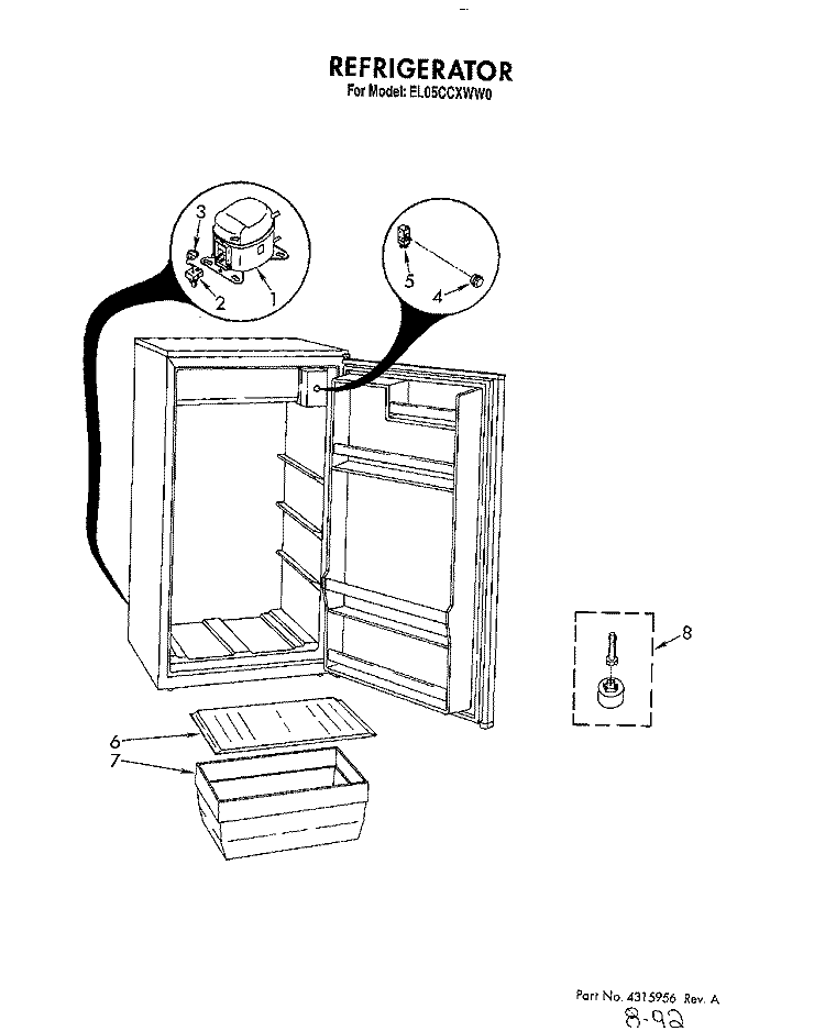 SECTION Diagram and Parts List for EL05CCXWW0  Whirlpool Refrigerator
