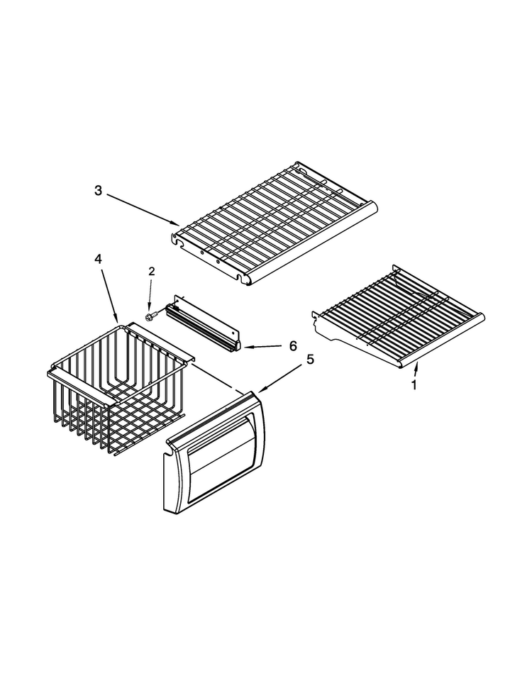 Freezer Shelf Parts Diagram and Parts List for KSSC36QTS08  KitchenAid Refrigerator