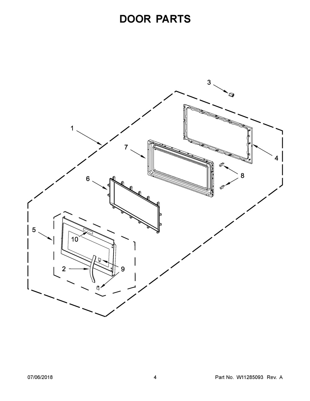 Door Parts Diagram and Parts List for YKMHS120ES6  Whirlpool Microwave