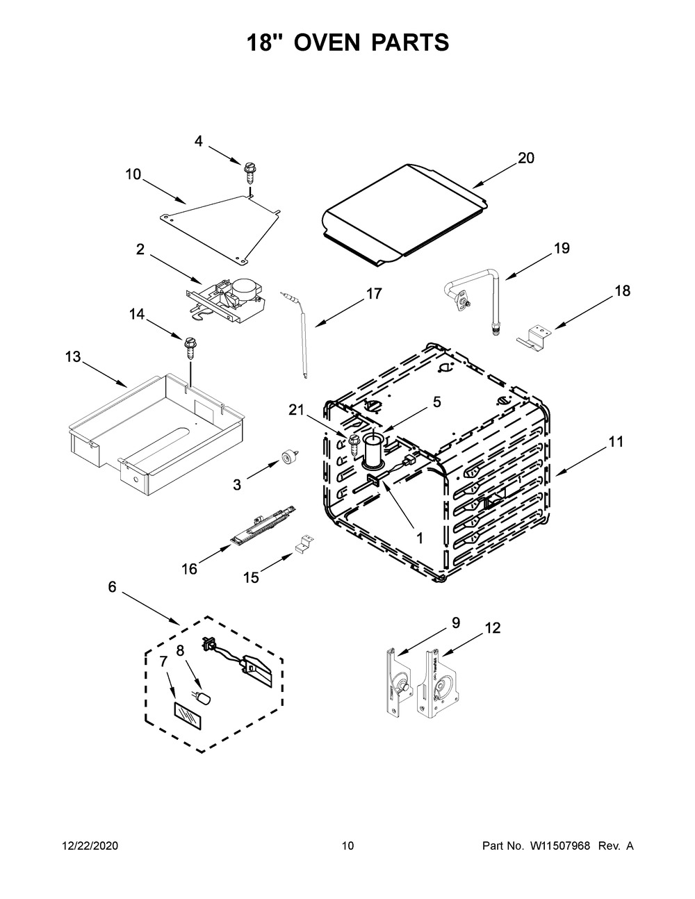 18 Inch Oven Parts Diagram and Parts List for KFGC558JSS01  Whirlpool Range