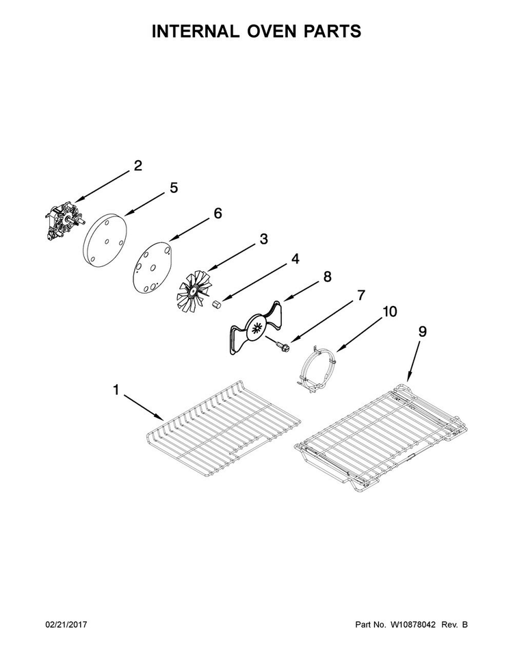 Internal Oven Parts Diagram and Parts List for KFGD500ESS02  KitchenAid Range