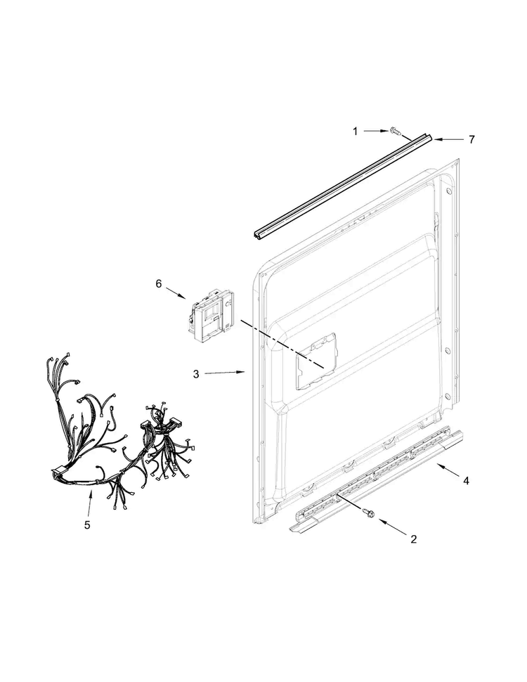 Inner Door Parts Diagram and Parts List for KDTE204ESS1  KitchenAid Dishwasher