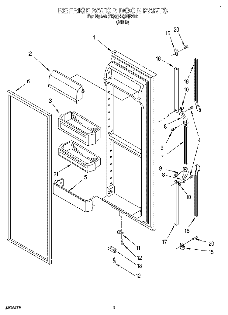 REFRIGERATOR DOOR Diagram and Parts List for 7TS22AQXEW00  Estate Refrigerator