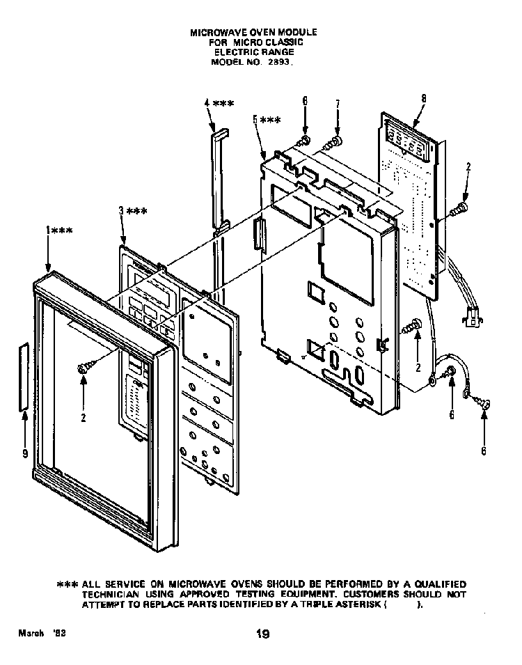 Oven Modules Diagram and Parts List for 2893*0A  Roper Range