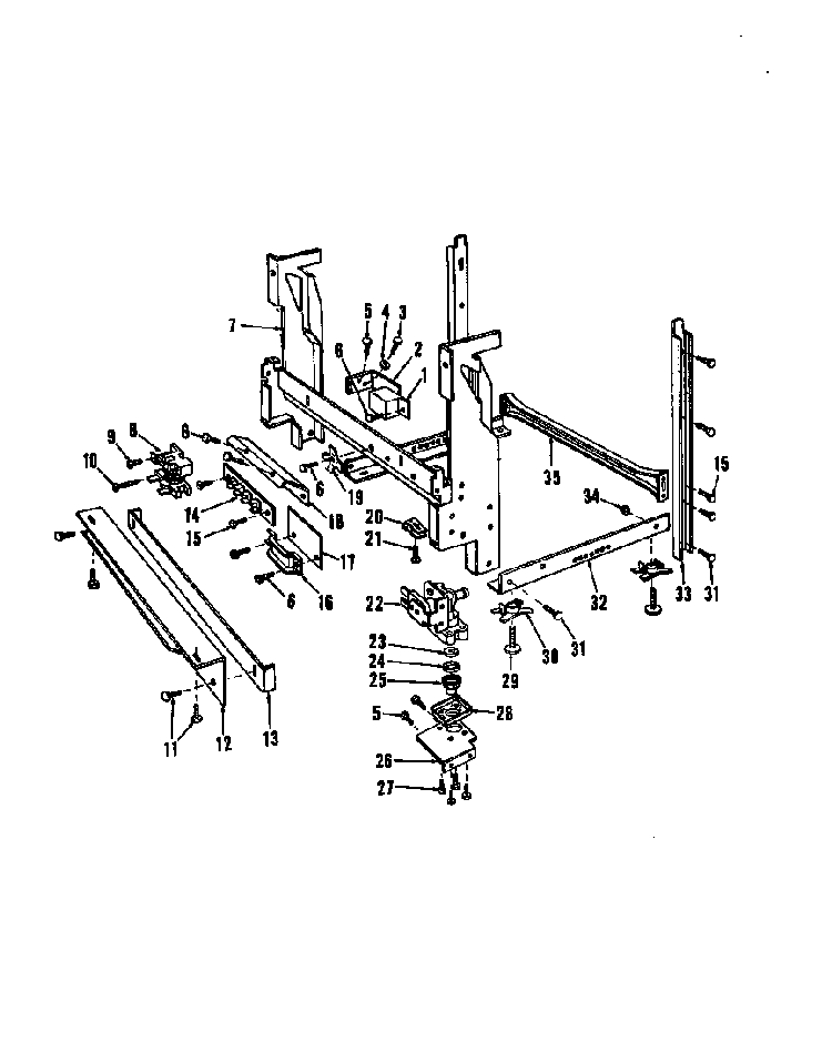 Frame Diagram and Parts List for 8565L20  Roper Dishwasher
