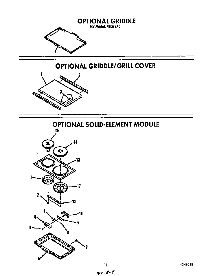 ^griddle Diagram and Parts List for N9257*0  Roper Range