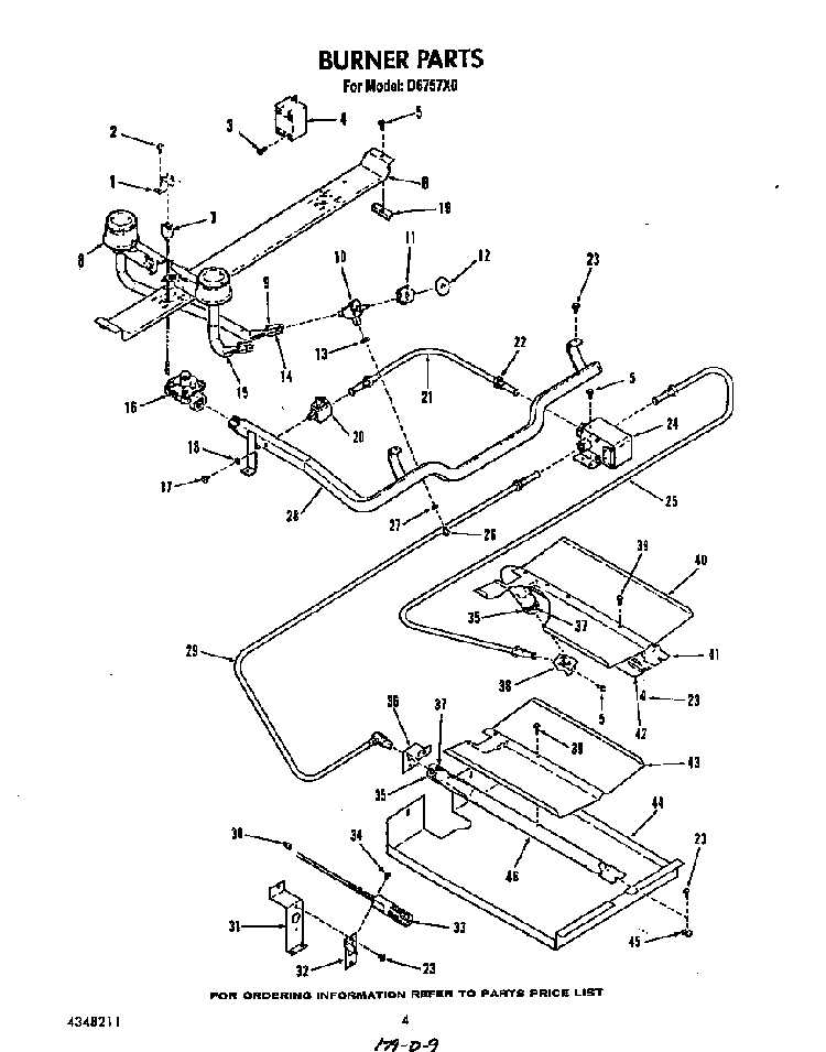 Burner Diagram and Parts List for D6757*0  Roper Range
