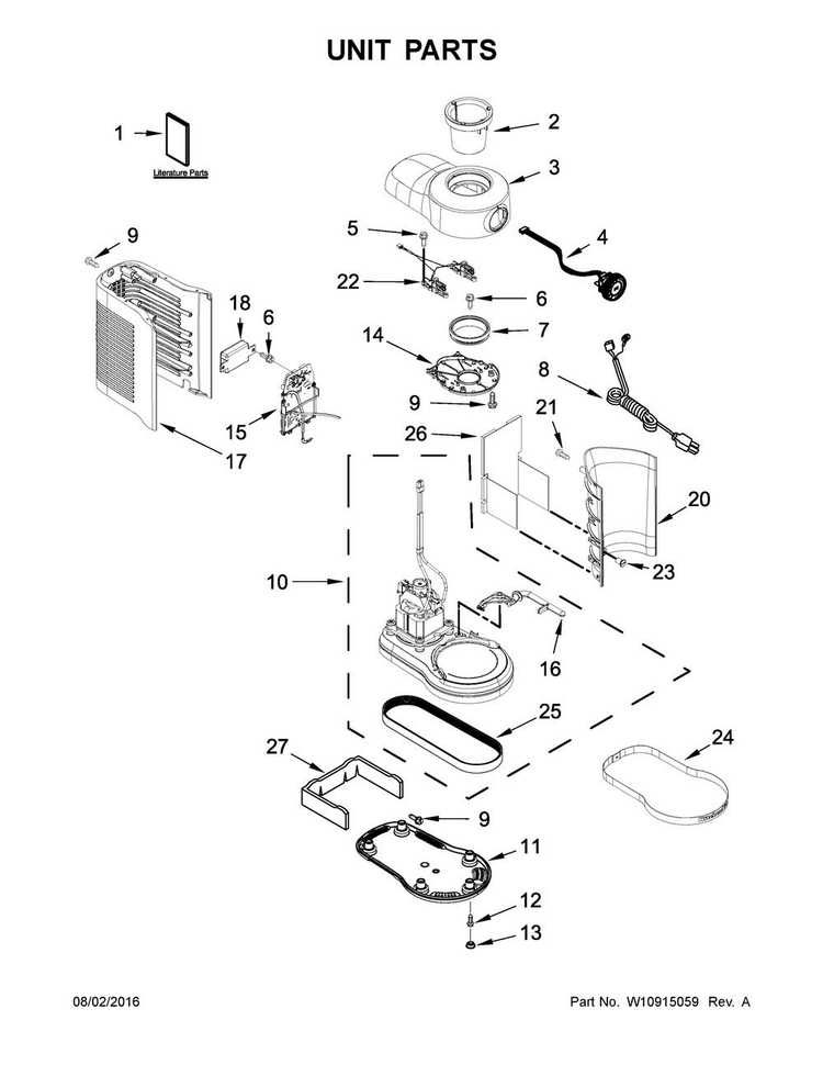 Unit Parts Diagram and Parts List for 7KSB5015ZCA0  KitchenAid Blender