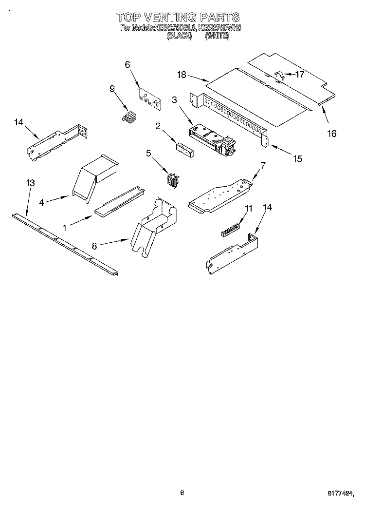 TOP VENTING, OPTIONAL Diagram and Parts List for KEBI276DBL8  KitchenAid Wall Oven
