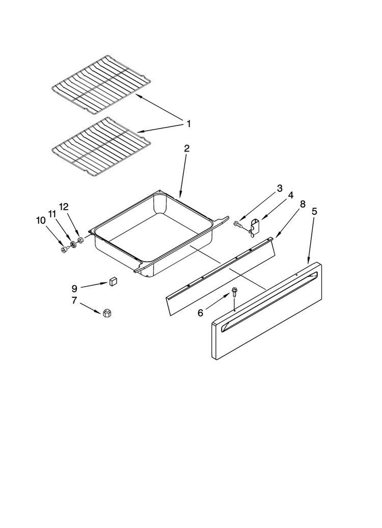 Drawer And Rack Parts, Optional Parts Diagram and Parts List for YGY397LXUQ0  Whirlpool Range