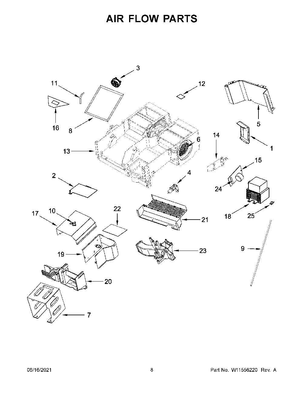 Air Flow Parts Diagram and Parts List for KMHP519ESS06  KitchenAid Microwave