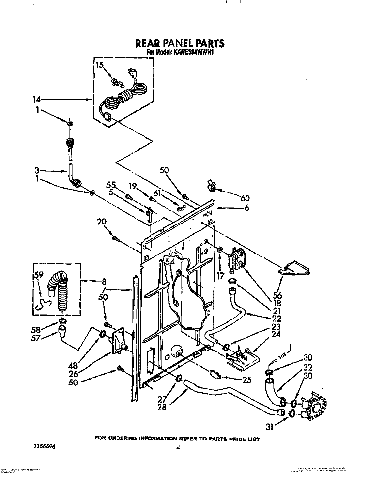 REAR PANEL Diagram and Parts List for KAWE564WAL1  KitchenAid Washer
