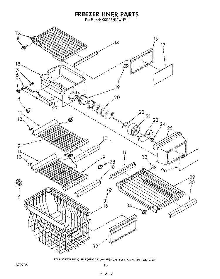 FREEZER LINER Diagram and Parts List for KSRF22DSWHY1  KitchenAid Refrigerator