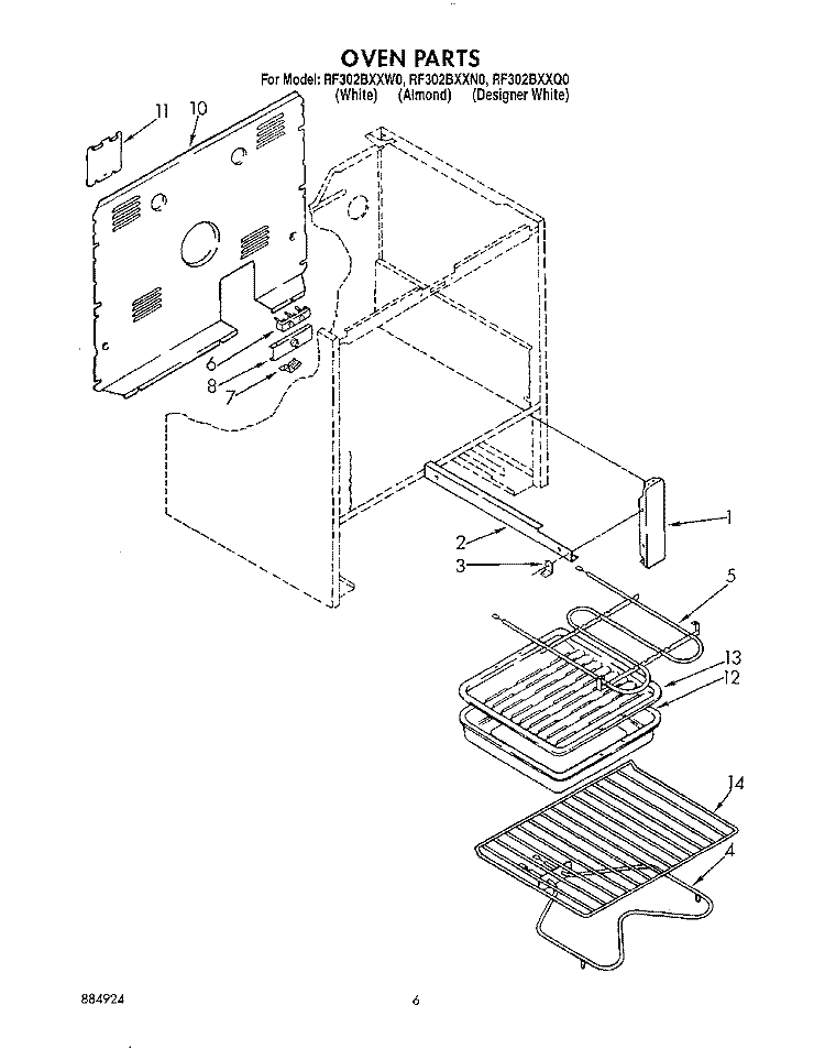 OVEN (2), OPTIONAL Diagram and Parts List for RF302BXXW0  Whirlpool Range