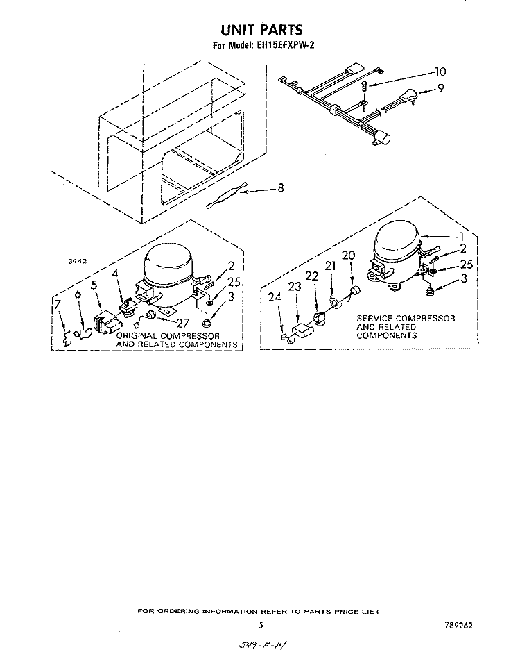SECTION Diagram and Parts List for EH15EFXPW2  Whirlpool Freezer