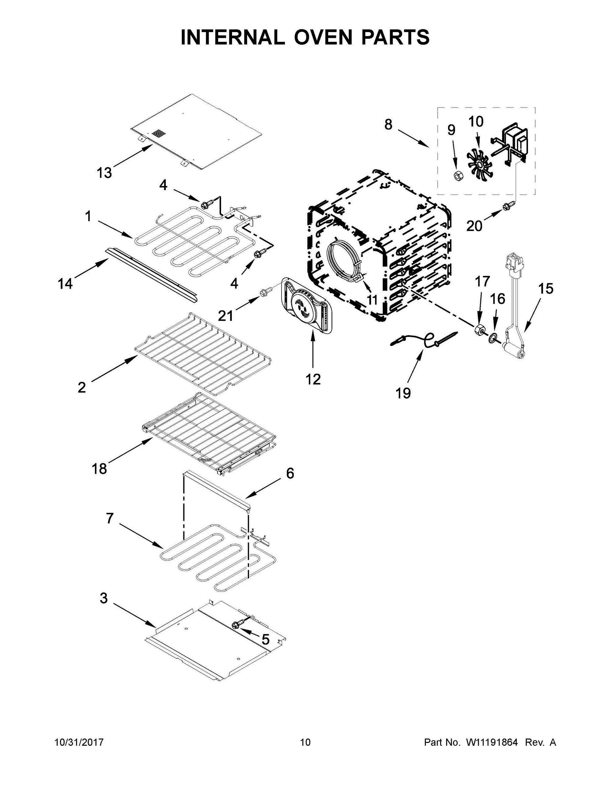 06 - INTERNAL OVEN PARTS Diagram and Parts List for KODE300ESS03  Whirlpool 