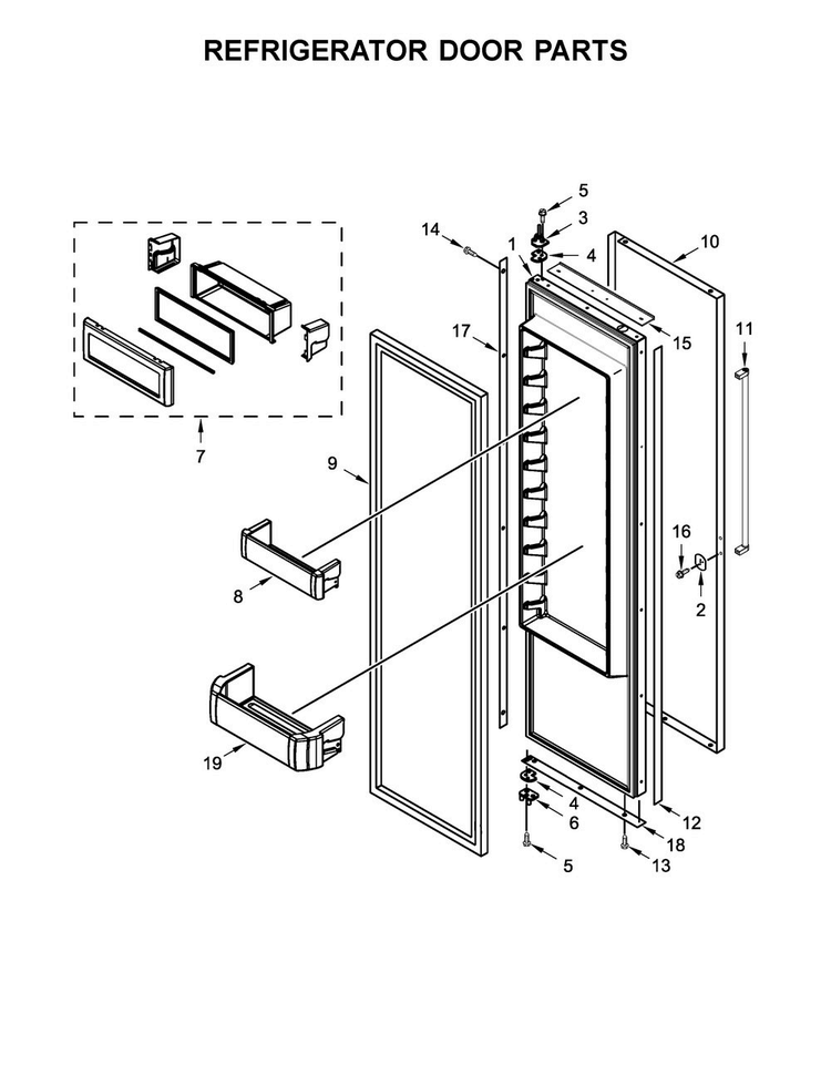 Refrigerator Door Parts Diagram and Parts List for KBSD618ESS01  KitchenAid Refrigerator