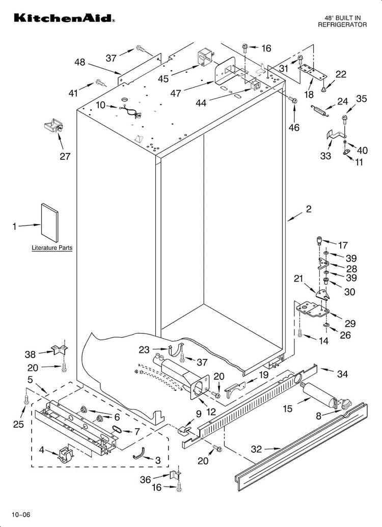 Cabinet Parts Diagram and Parts List for KSSS48FMX03  KitchenAid Refrigerator