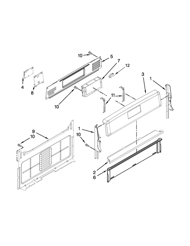 Control Panel Parts Diagram and Parts List for WFG540H0AB2  Whirlpool Range
