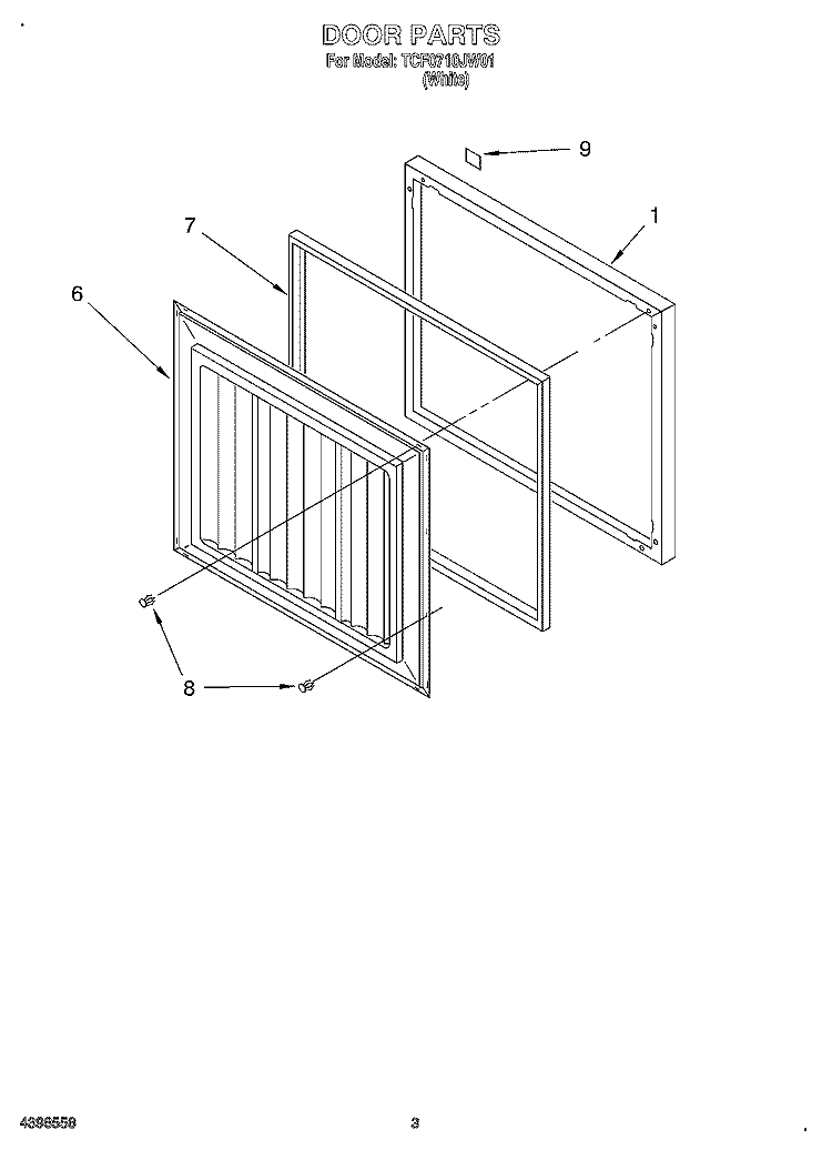 SECTION Diagram and Parts List for TCF0710JW01  Whirlpool Freezer
