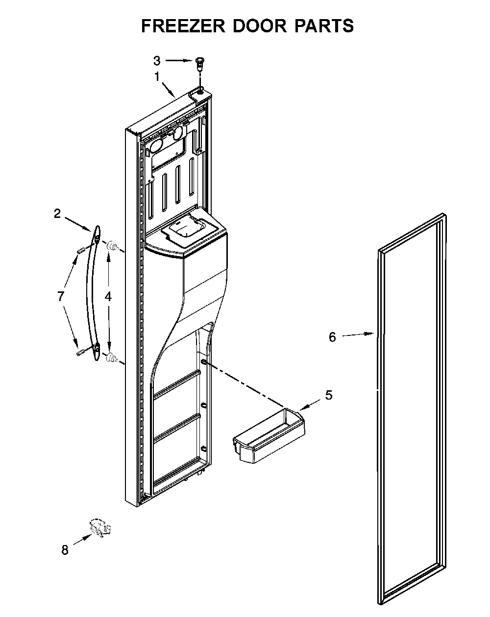 Freezer door parts Diagram and Parts List for 10651782413  Kenmore Refrigerator
