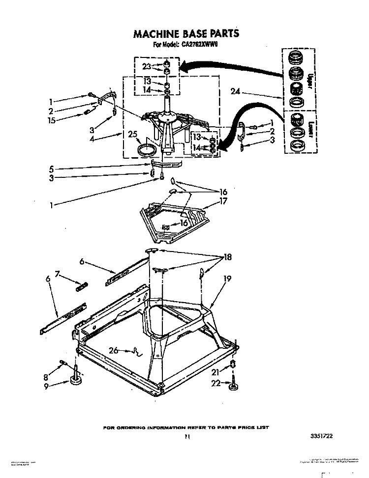 MACHINE BASE Diagram and Parts List for CA2762XWG0  Whirlpool Washer