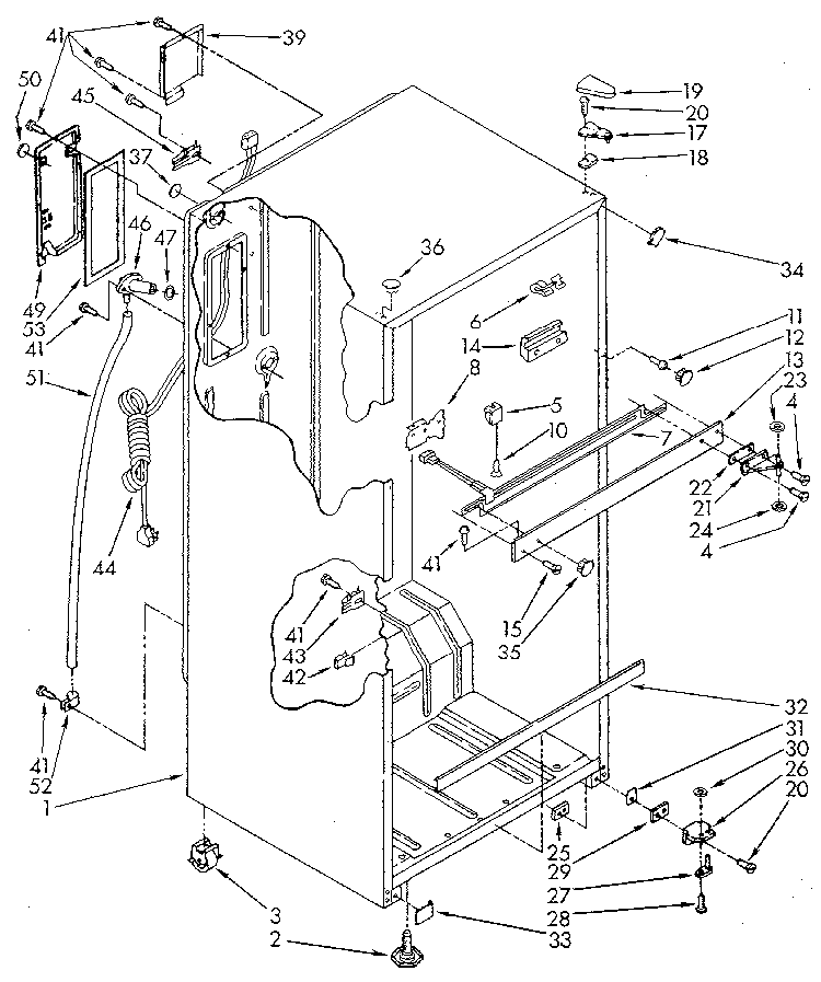 Cabinet Diagram and Parts List for ET18NKKWF01  Whirlpool Refrigerator