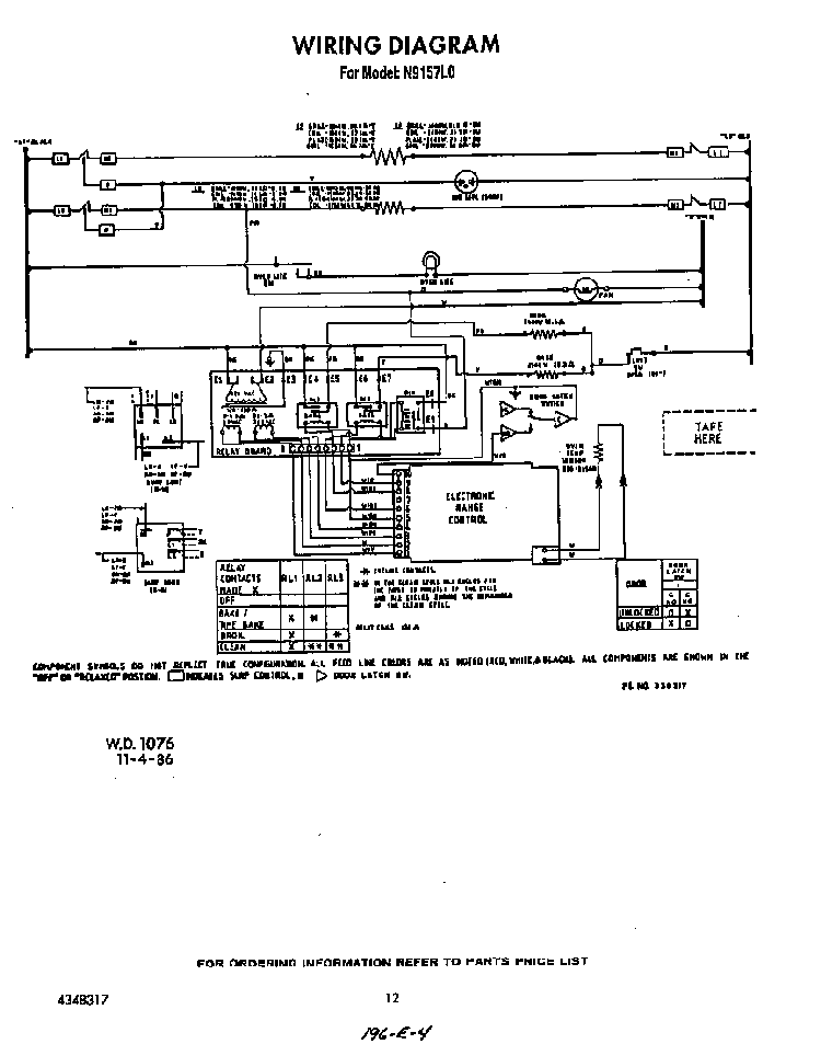 Wiring Diagram Diagram and Parts List for N9157*0  Roper Range