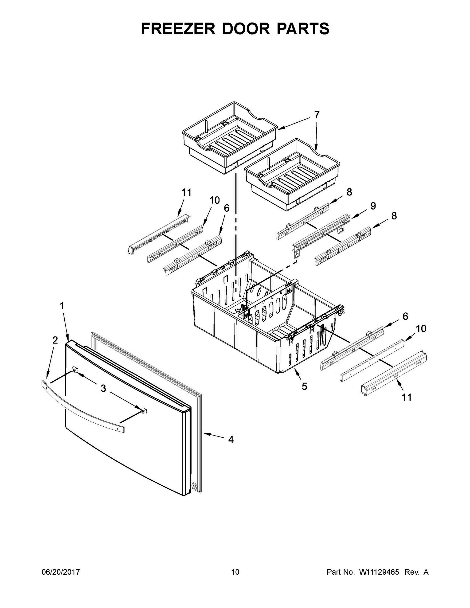 06 - FREEZER DOOR PARTS Diagram and Parts List for WRF550CDHZ00  Whirlpool Refrigerator