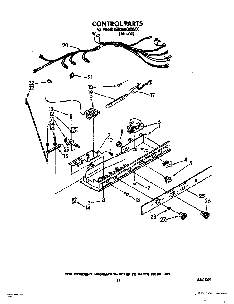 CONTROL Diagram and Parts List for 8ED25DQXXN00  Whirlpool Refrigerator