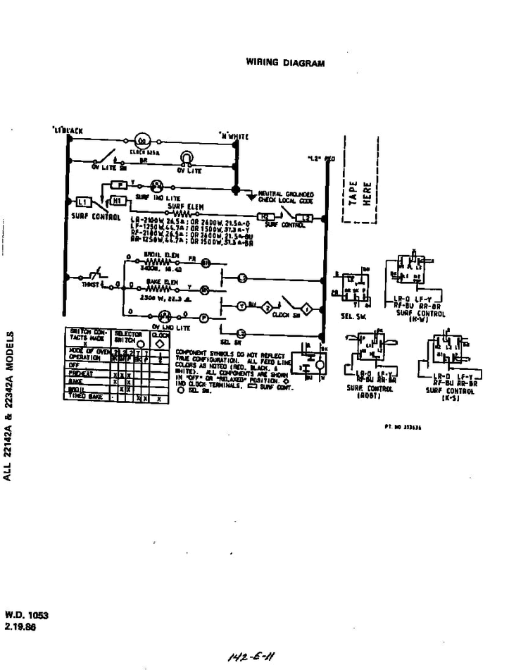 Wire Diagram Diagram and Parts List for 2234*2A  Roper Range