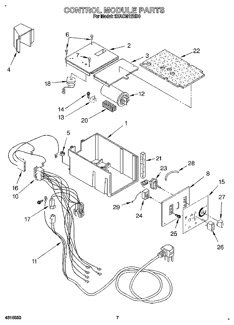 CONTROL MODULE Diagram and Parts List for 3XACM12XD0  Whirlpool Air Conditioner