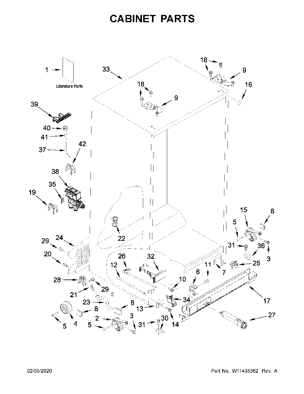 Cabinet parts Diagram and Parts List for WRS325SDHW04  Whirlpool Refrigerator