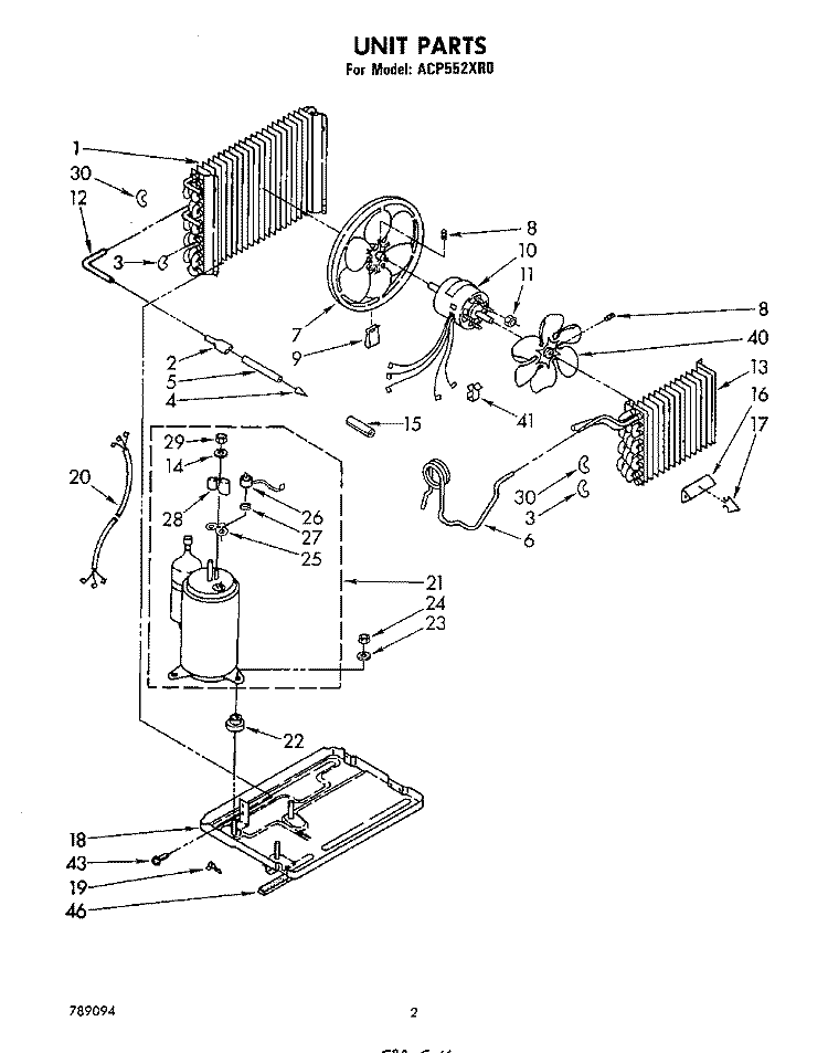 UNIT PARTS Diagram and Parts List for ACP552XR0  Whirlpool Air Conditioner