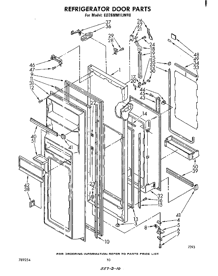 REFRIGERATOR DOOR Diagram and Parts List for ED26MM1LWR0  Whirlpool Refrigerator
