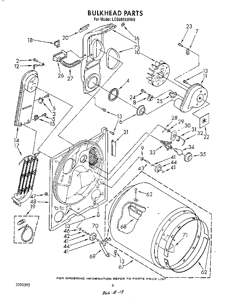 SECTION Diagram and Parts List for LE9680XWN0  Whirlpool Dryer