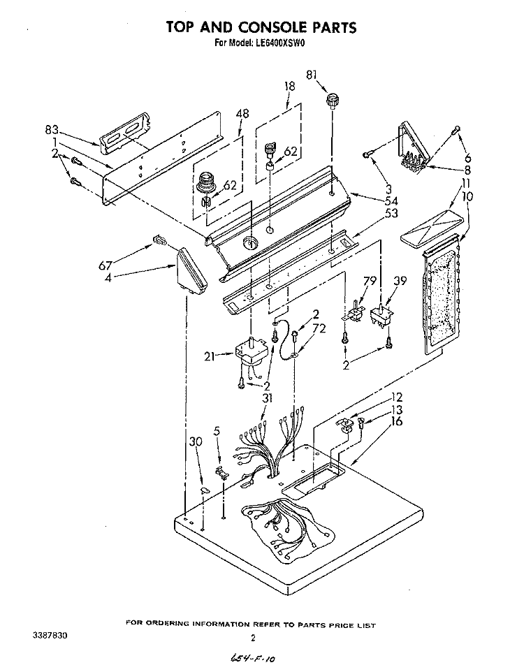 SECTION Diagram and Parts List for LE6400XSW0  Whirlpool Dryer