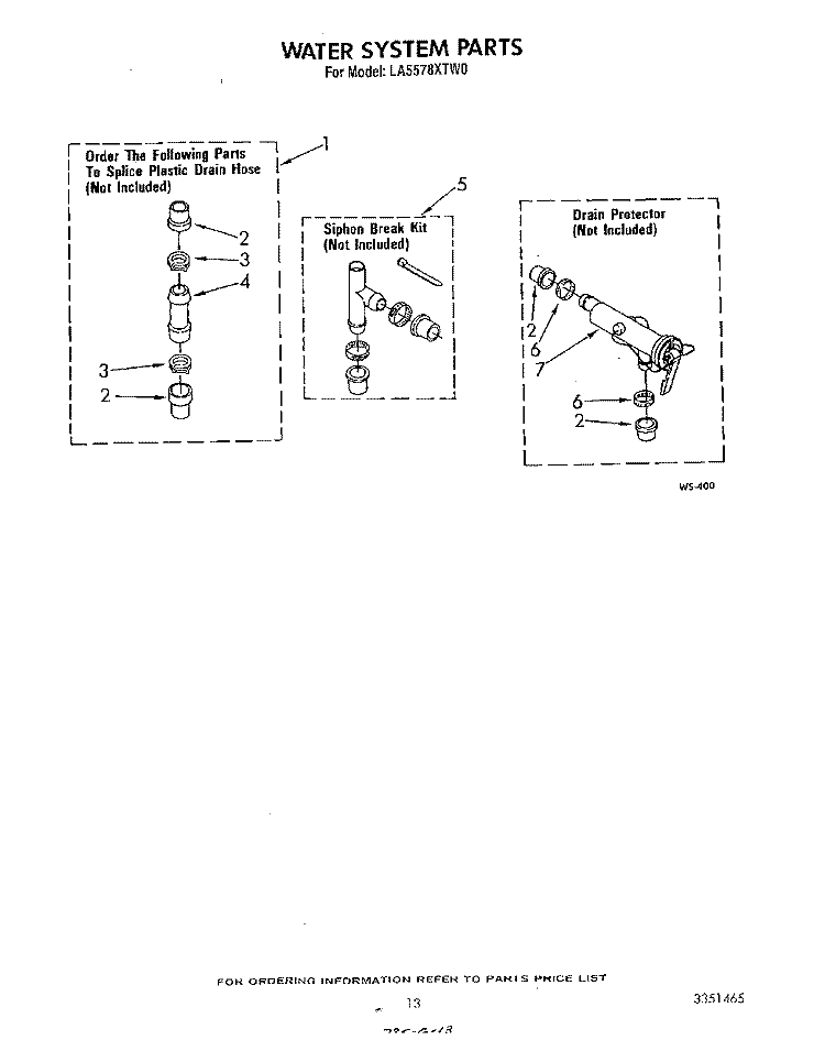 WATER SYSTEM Diagram and Parts List for LA5578XTG0  Whirlpool Washer