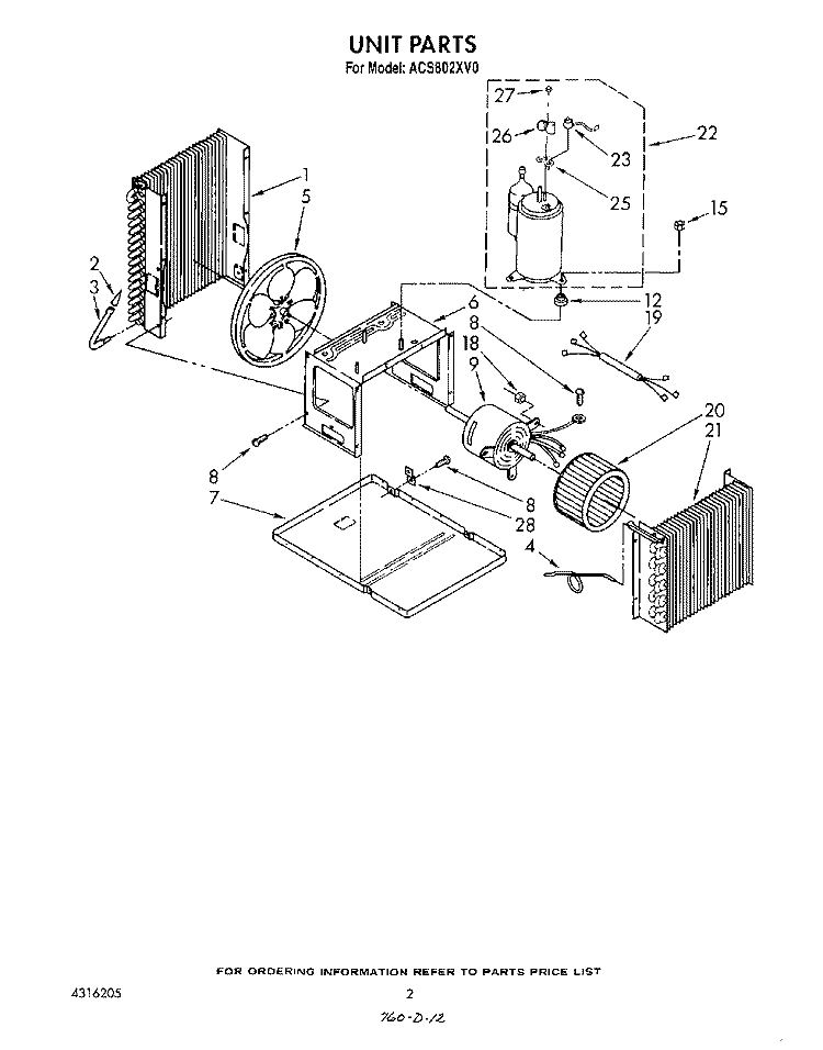 SECTION Diagram and Parts List for ACS802XV0  Whirlpool Air Conditioner