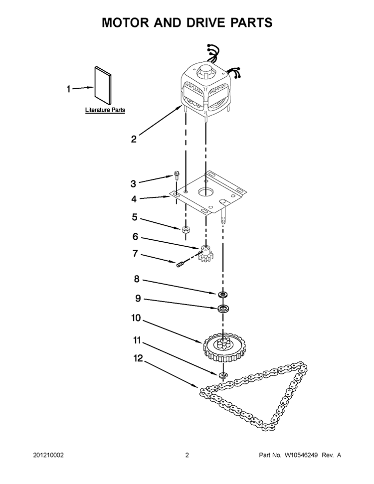 MOTOR AND DRIVE PARTS Diagram and Parts List for TU950QPXS2  Whirlpool Trash Compactor