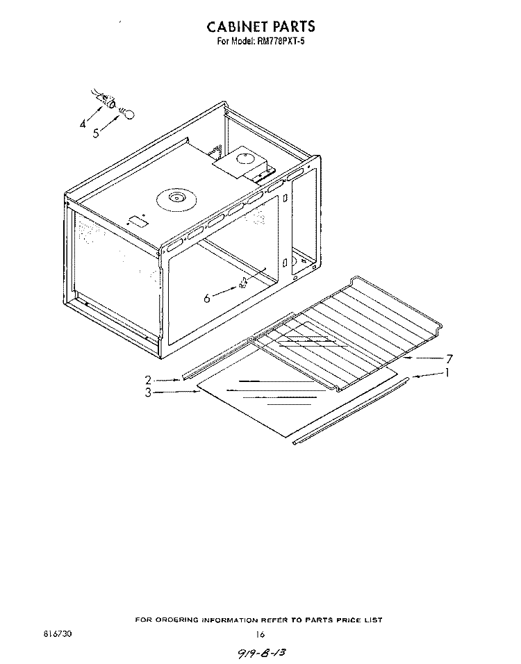 CABINET Diagram and Parts List for RM778PXT5  Whirlpool Microwave Oven Combo