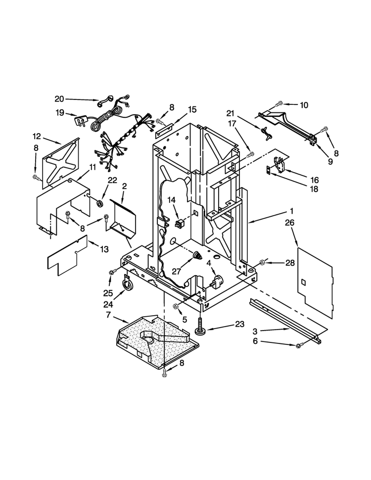 Frame Parts Diagram and Parts List for KTTS505EPA0  KitchenAid Trash Compactor