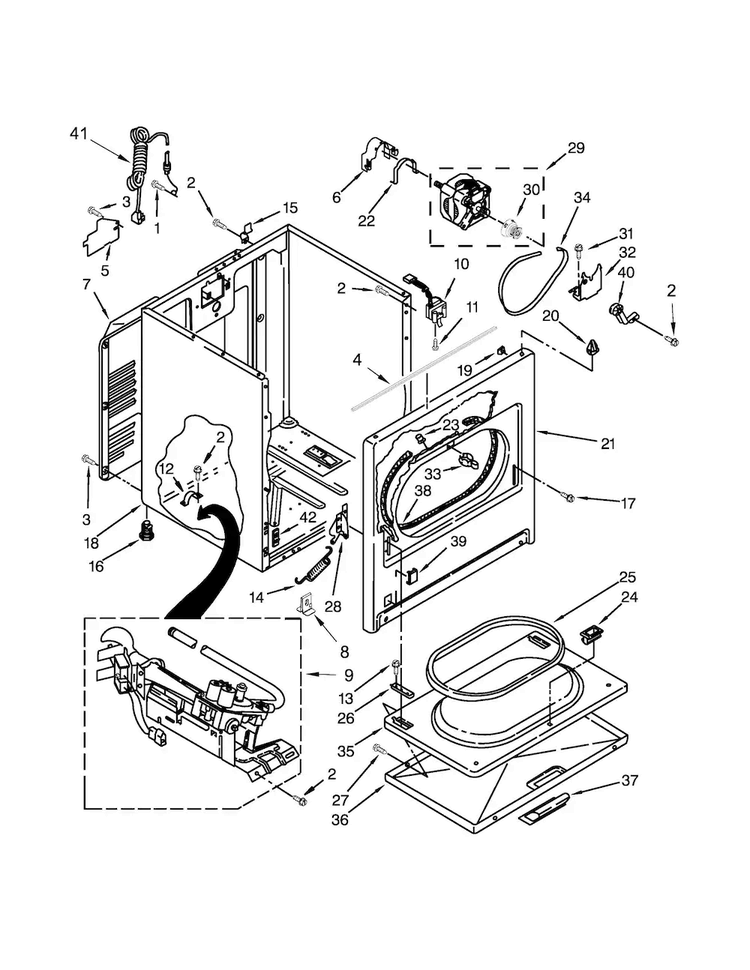 Cabinet Parts Diagram and Parts List for 7MWGD9919EM0  Whirlpool Dryer