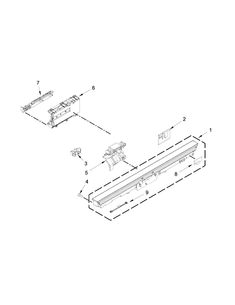 Control Panel And Latch Parts Diagram and Parts List for KUDE70FXBL6  KitchenAid Dishwasher