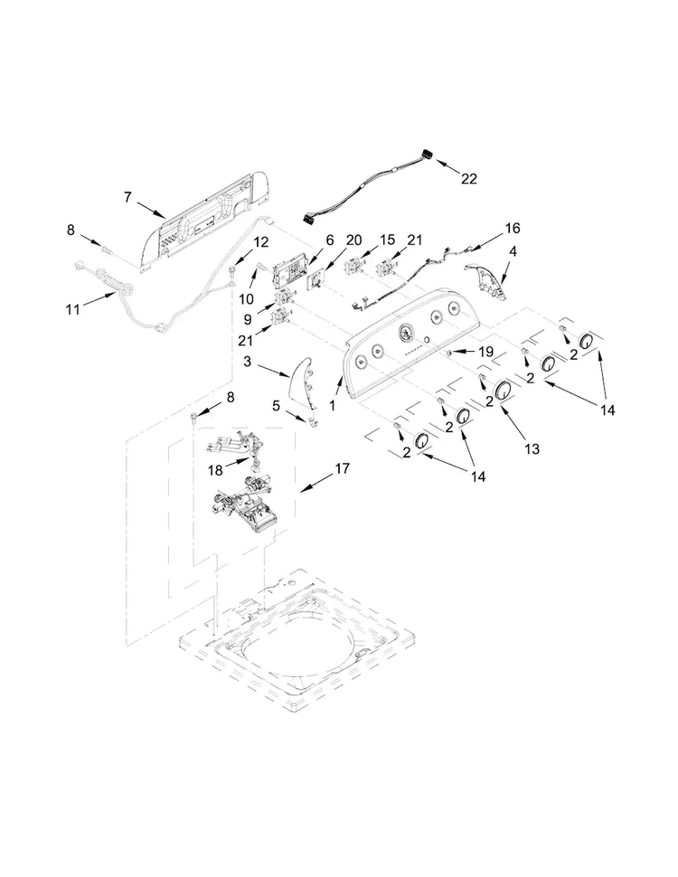 Controls And Water Inlet Parts Diagram and Parts List for WTW4915EW1  Whirlpool Washer