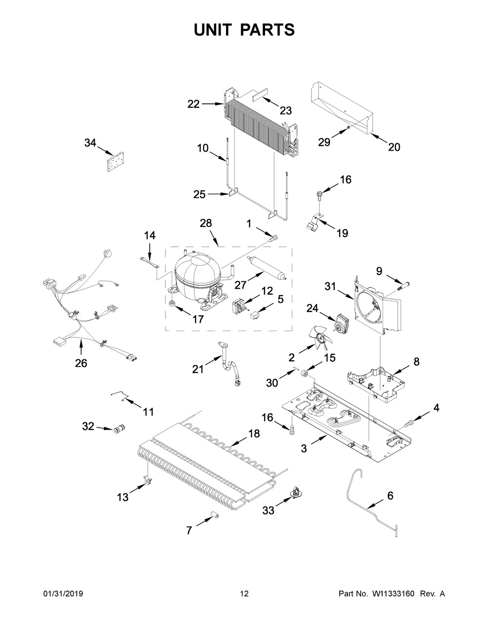 Unit Parts Diagram and Parts List for WRF555SDFZ09  Whirlpool Refrigerator