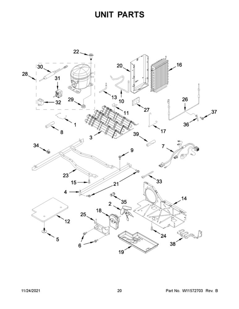 Unit Parts 1 Diagram and Parts List for WRS315SDHM0A  Whirlpool Refrigerator
