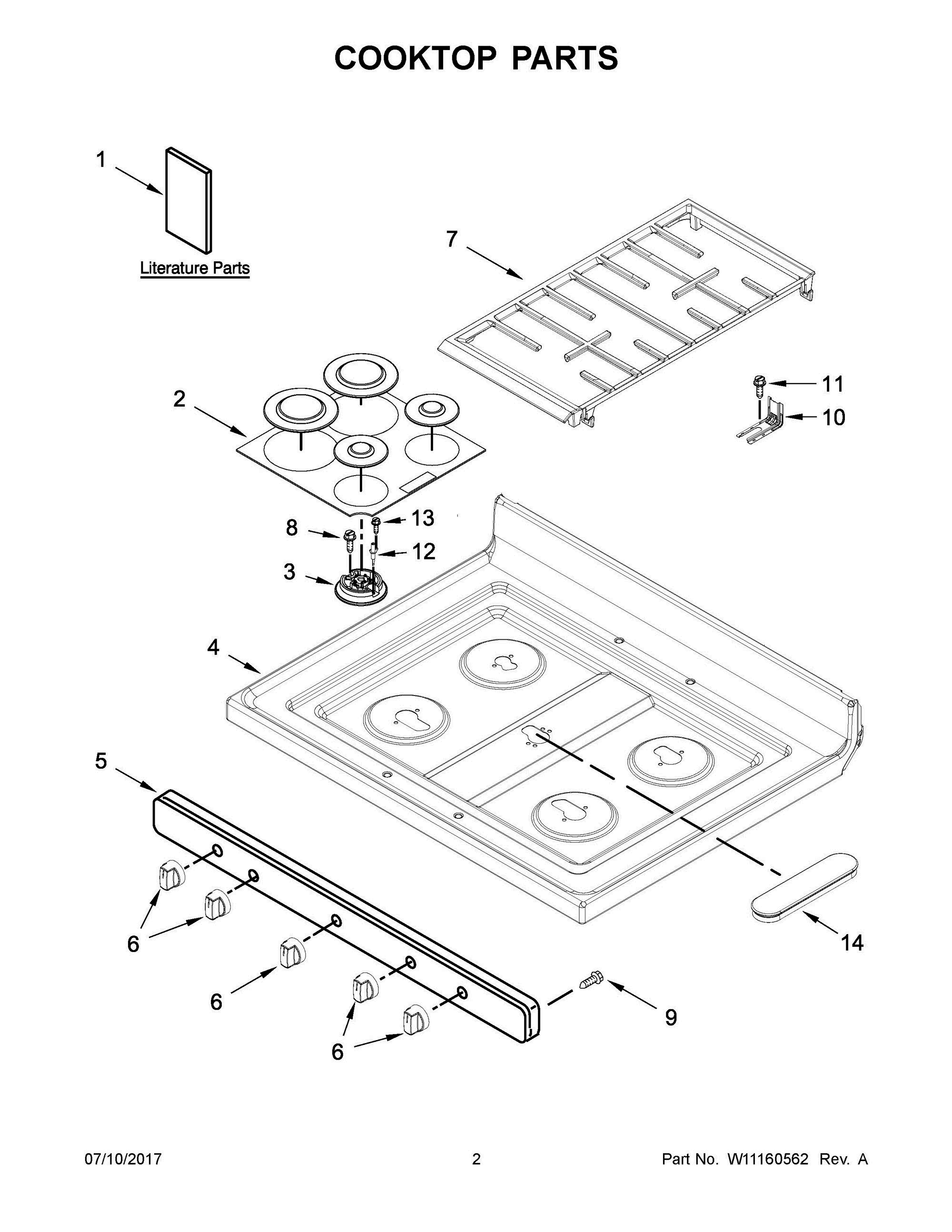 02 - COOKTOP PARTS Diagram and Parts List for WFG525S0HV0  Whirlpool Range